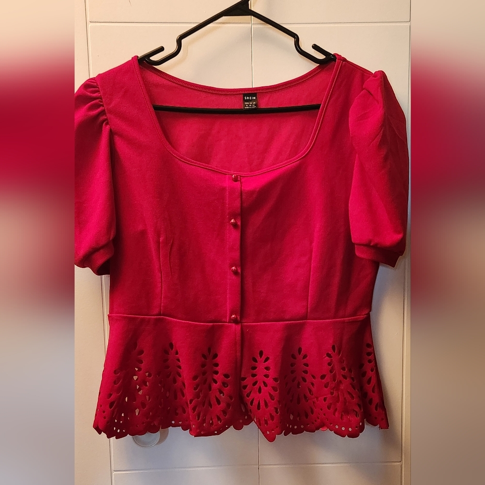 Women's Red Button-Up Top